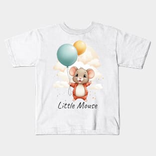 Little Mouse fly with balloon Kids T-Shirt